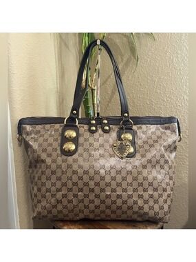 GUCCI CRYSTAL MONOGRAM ZIPPERED TOTE